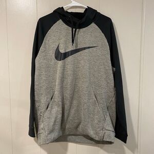 Nike Dri-Fit Gray Black Hoodie Pullover Athletic Sweatshirt Size XL